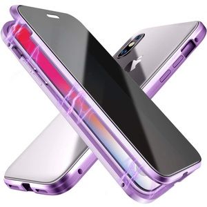 Purple IPhone X-XS Anti-peep full body Magnetic Case